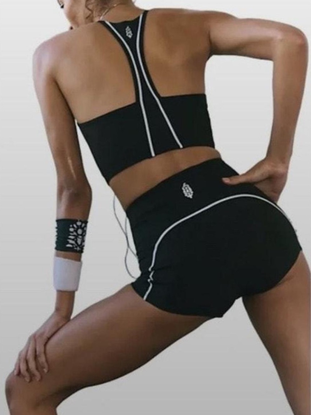 FP Movement by Free People Black Athletic Short Shorty White Trim Size Small